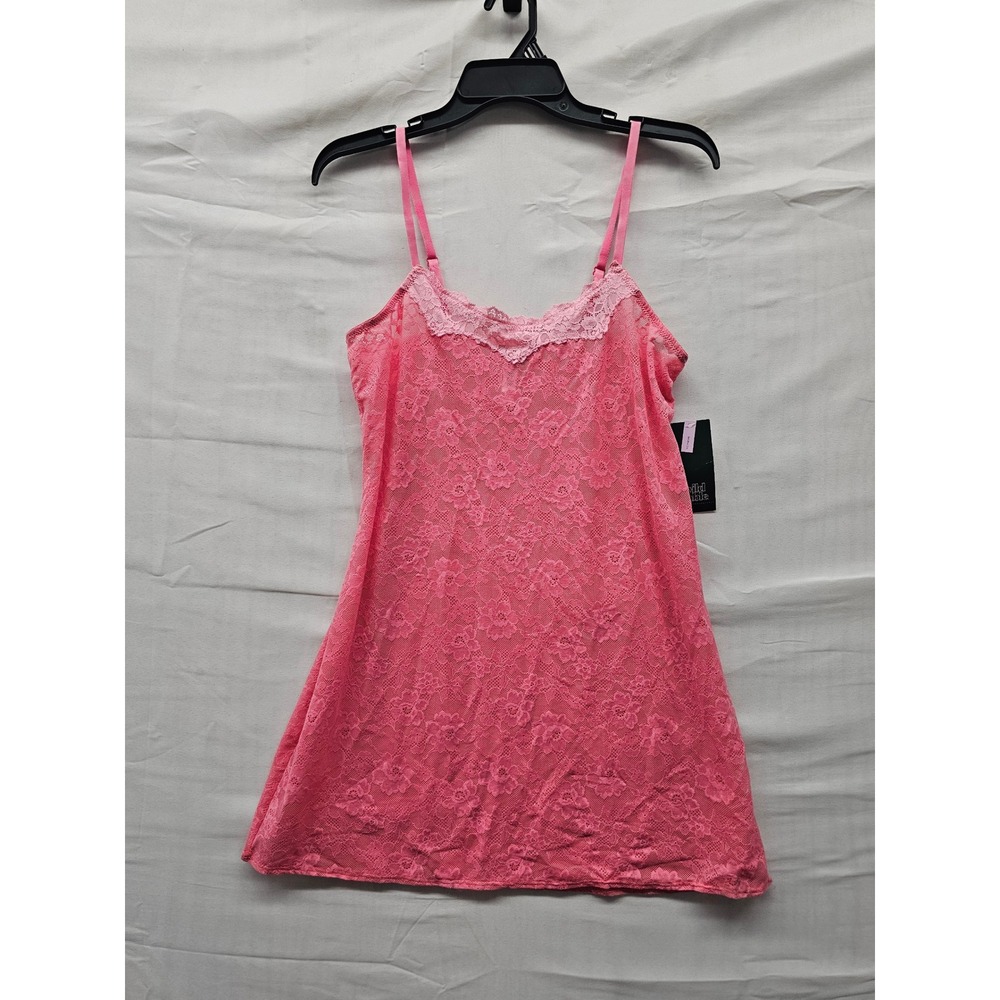 Wild Fable Womens Lace Chemise Nightgown Pink Nylon Blend Casual Size Large